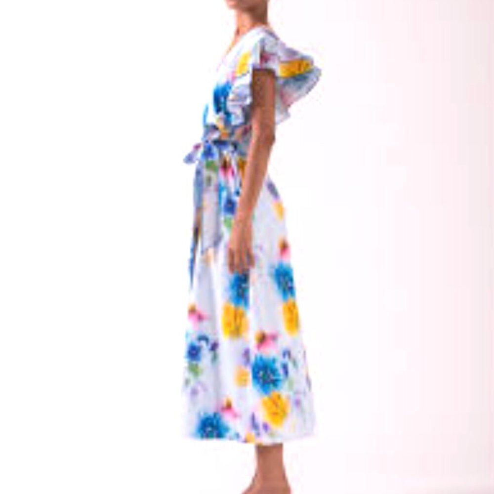 Celina Moon Meaghan Midi Dress in Blue Sky Floral